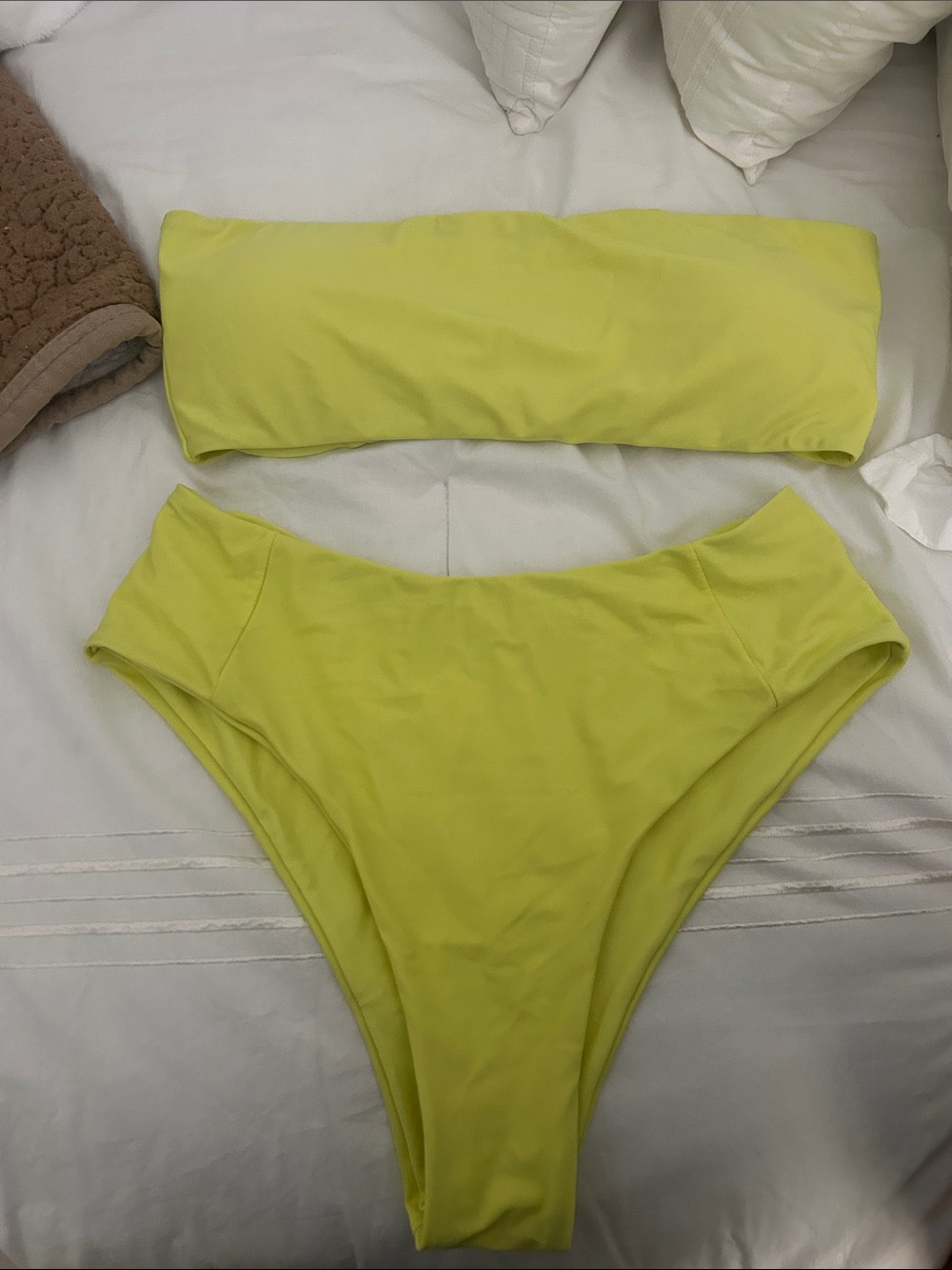 Zaful Lime Yellow Bandeau High-Cut Bikini